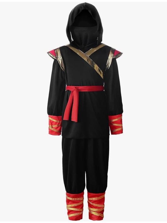 Relibeauty Other - NWT Black Ninja Costume with Red & Gold Details